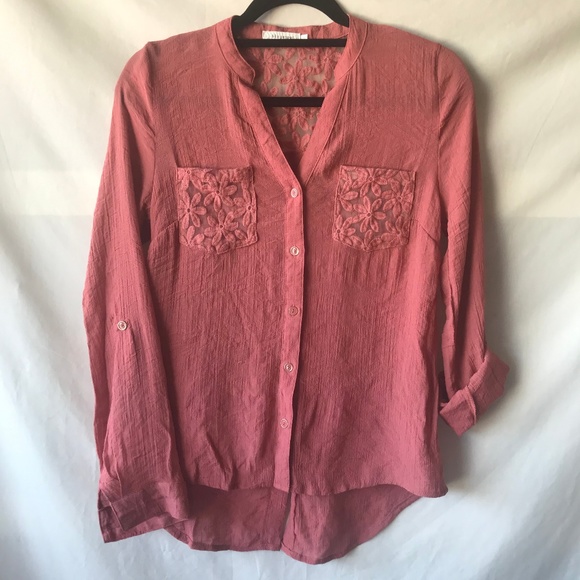 Blu pepper button down blouse - Picture 1 of 6